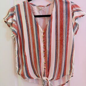 Red, white, and blue short sleeve tie-top by Style Envy - Summer Closet Cleanout